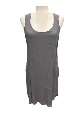 James Perse Lightweight Scoop Neck Tank Dress - Gray - With Pockets